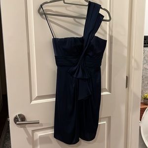 BCBG Size 2 Navy One-Shoulder Mini Dress